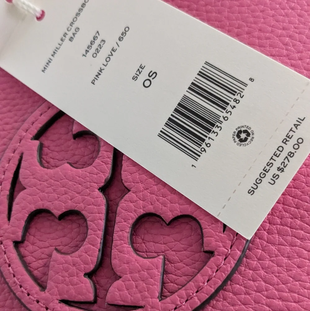 TORY BURCH MILLER MINI LEATHER CROSSBODY DOUBLE T APPLIQUE + DUST BAG NWT ❤️ - Picture 11 of 11